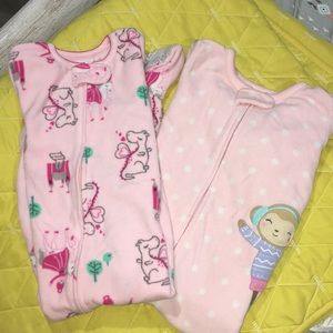2 Baby Girls Footed PJ
